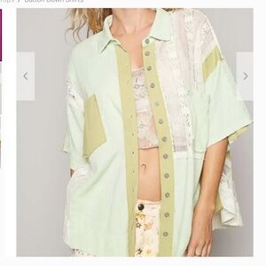 POL Mint Green Button Down Shirt